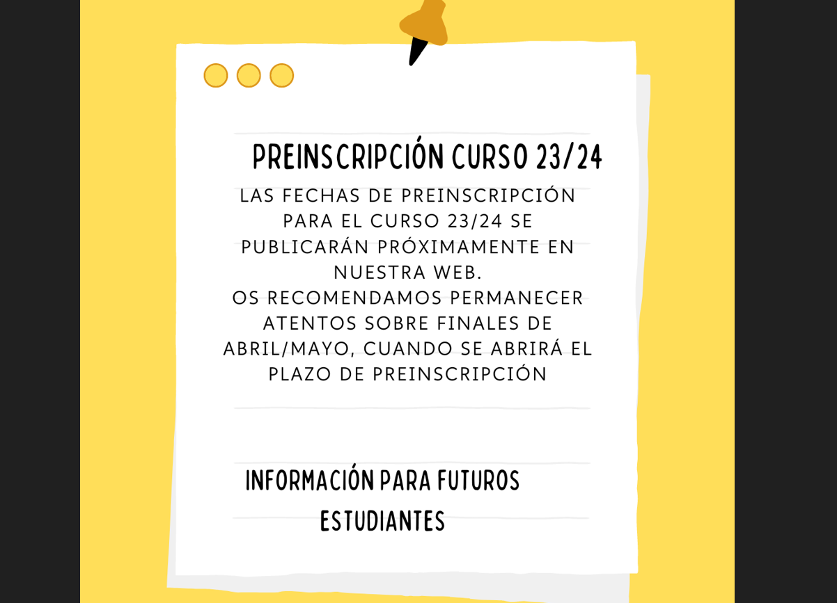 Preinscripción curso 2023/2024